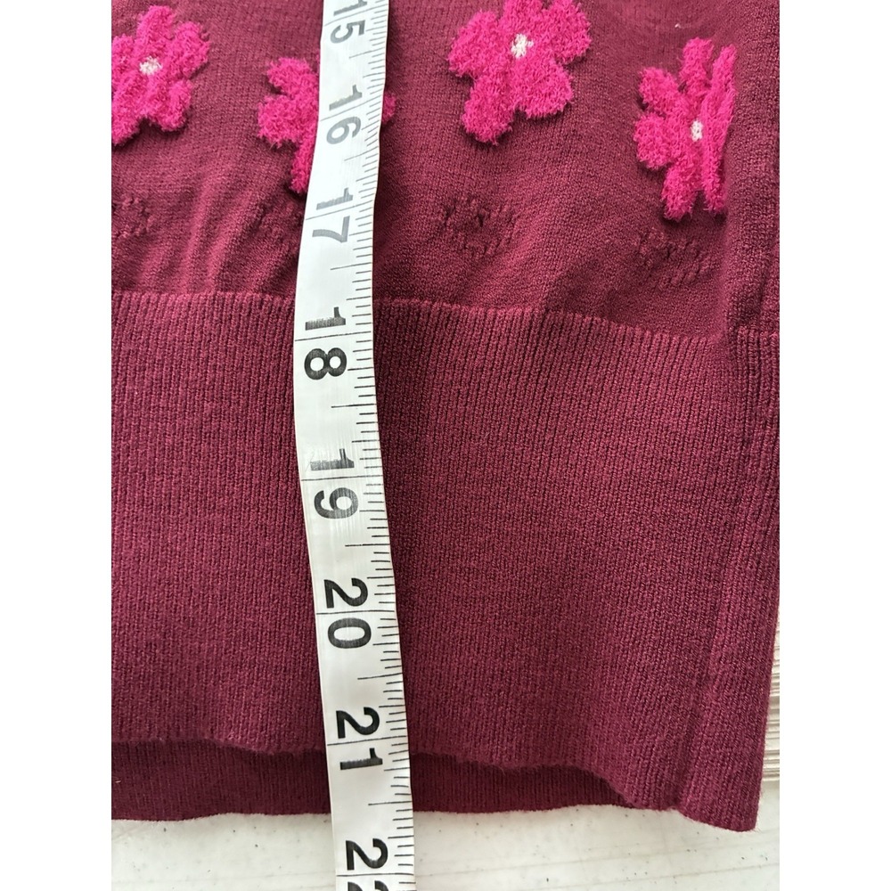 Kate Spade Marker Floral Sweater Sz Small In Rhubarb Jam Red Preppy Designer - Picture 8 of 9